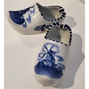 Pair Of Delft Hand painted Decorative Ceramic Shoes